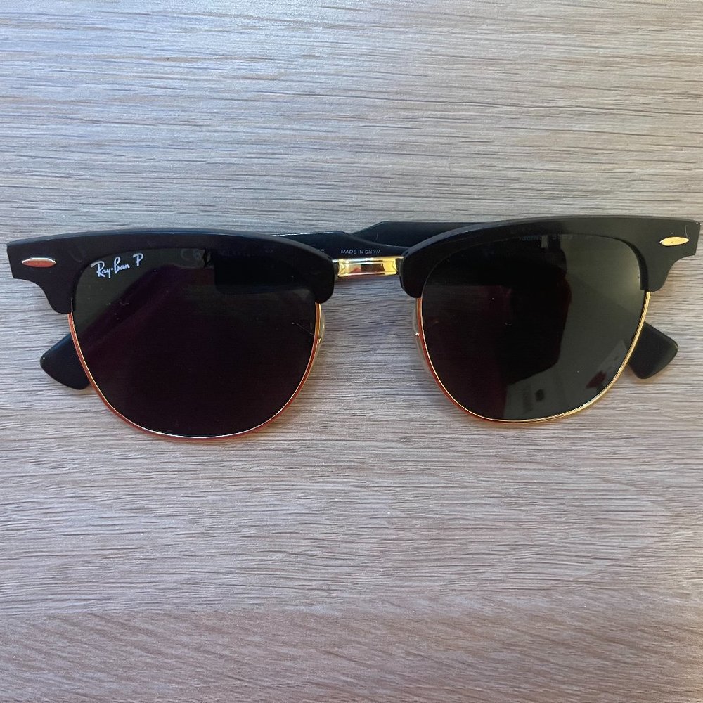 Ray-Ban Clubmaster Metal Black on Gold Polarized